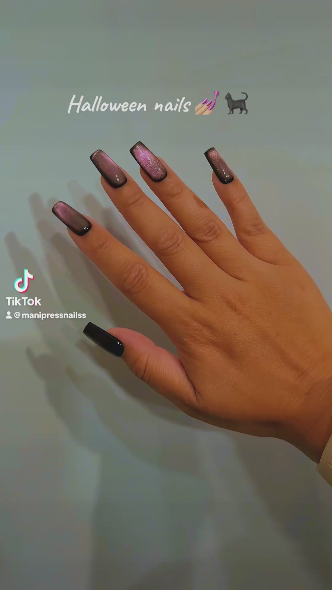 Black cat square nails